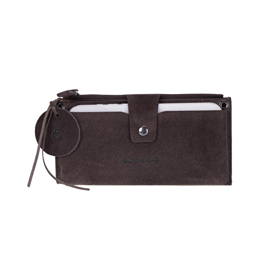 Bloominbag Mocha Still Lozan Hakiki Süet Çapraz Askılı Telefon Bölmeli Cüzdan Çanta