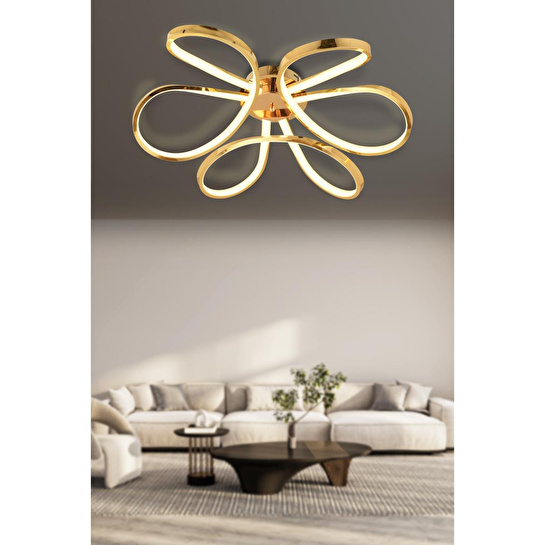 Apliqa Chalda Gold Plafonyer Modern Salon Led Avize