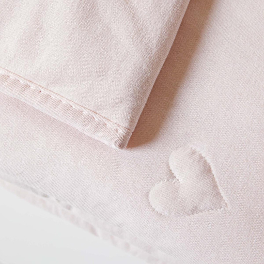 Ocean Home Textile %100 Pamuk Penye Pembe Kalp Nakışlı Çocuk Tek Kişilik Çok Amaçlı Örtü 155 X 215 Cm