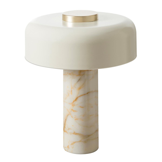 Mudo Home Pilz Krem Mermer Abajur 37x48 Cm