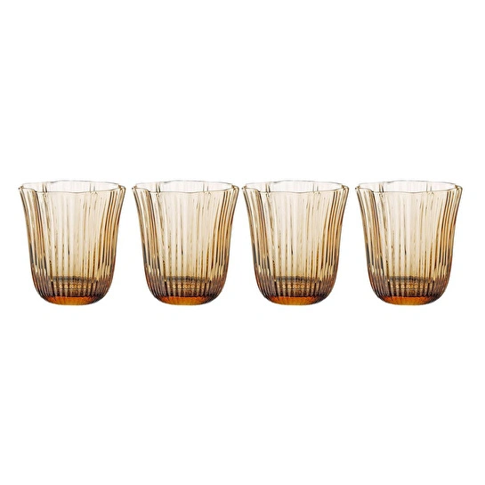 Lucky Art Paisley 4’lü Amber Cam Su Bardağı Seti 360 Ml