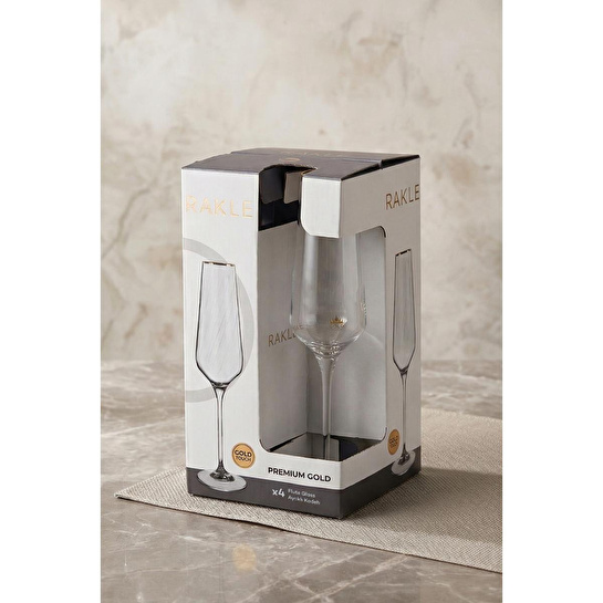 Rakle Premium Gold 4'lü Şampanya Kadehi Seti 220 Cc