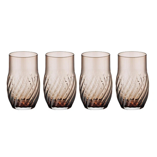 Lucky Art Lioran 4’lü Cam Su Bardağı Seti Kahve 460 Ml