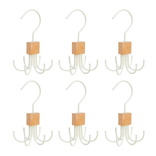 Ocean Home Textile 6'lı 6 Kancalı Mat Beyaz Renk Kauçuk Kaplamalı Metal Çok Amaçlı Askı 14 X 7 Cm