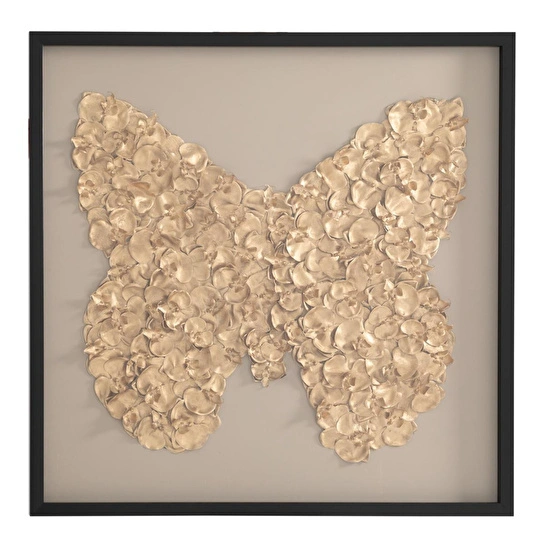 Mudo Home Golden Butterfly Cam Tablo 100x100cm