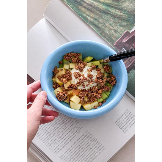 Beige & Stone Seramik Mavi Donut Bowl Kahvaltılık Tatlı Salata Kase