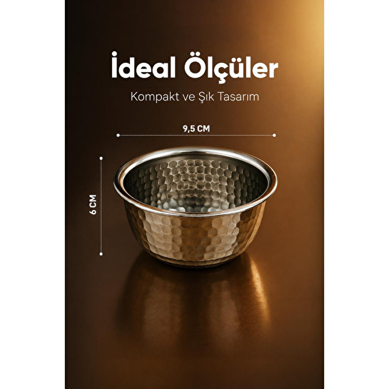 Vienev Paslanmaz Metal 2'li Çerezlik Kase Takımı - 9,5x6 Cm Lüks Sunum Ve Sosluk Seti