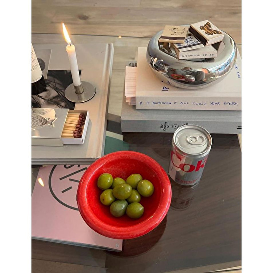 Beige & Stone Seramik Donut Dondurma Bowl Kahvaltılık Tatlı Salata Kase Kırmızı
