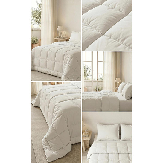 Ocean Home Textile Pamuklu Saten Biyeli Mikrojel Çift Kişilik Yorgan 195 X 215 Cm