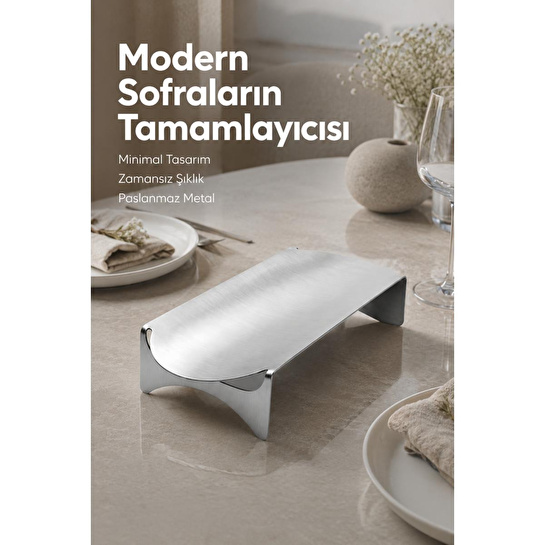 Vienev Paslanmaz Metal Bükülebilir Ayaklı Sunumluk - Dekoratif Sunum Tablası