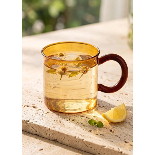 The Mia Renkli Cam Kupa Amber 230 Ml