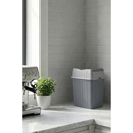 Vienev Çift Kapaklı Çöp Kovası 5 Lt Antrasit- Banyo Mutfak