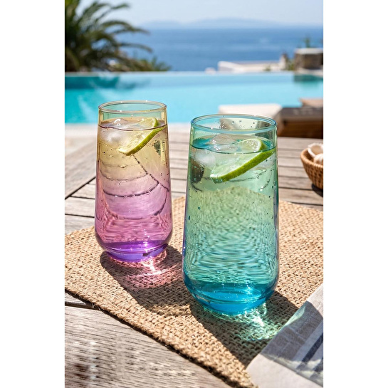 Rakle Iconic Colorful 4'lü Meşrubat Bardağı Seti 470 Cc