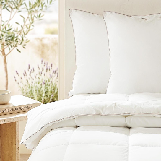 Ocean Home Textile Pamuklu Saten Biyeli Mikrojel Çift Kişilik Yastık Yorgan Seti 1 Adet 195 X 215 / 2 Adet 50 X 70 Cm