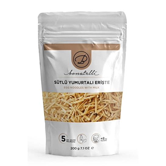 Bonatelli Sütlü Yumurtalı Erişte 200 G | Bebek Makarna +8 Ay