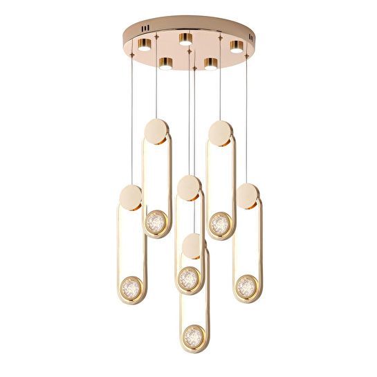 Apliqa Beckett 6'lı Kristal Top Başlıklı Gold Sarkıt Led Avize