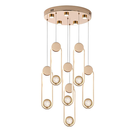 Apliqa Beckett 6'lı Kristal Top Başlıklı Gold Sarkıt Led Avize
