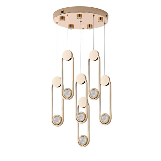 Apliqa Beckett 6'lı Kristal Top Başlıklı Gold Sarkıt Led Avize