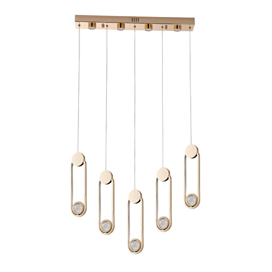 Apliqa Beckett 5'li Sıralı Kristal Top Başlıklı Gold Sarkıt Led Avize