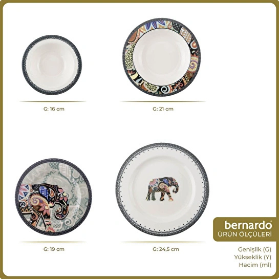 Bernardo Elephant 24 Parça Yemek Takımı