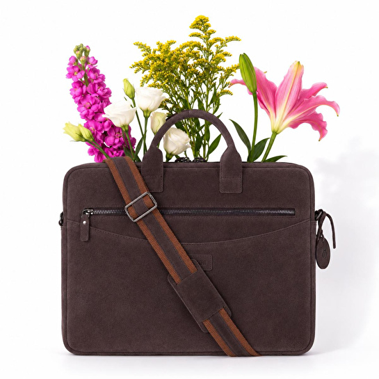 Bloominbag Mocha Still Hakiki Süet Deri 13-14 Inç Macbook/laptop Çantası