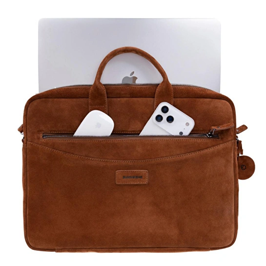Bloominbag Camel Still Hakiki Süet Deri 13-14 Inç Macbook/laptop Çantası