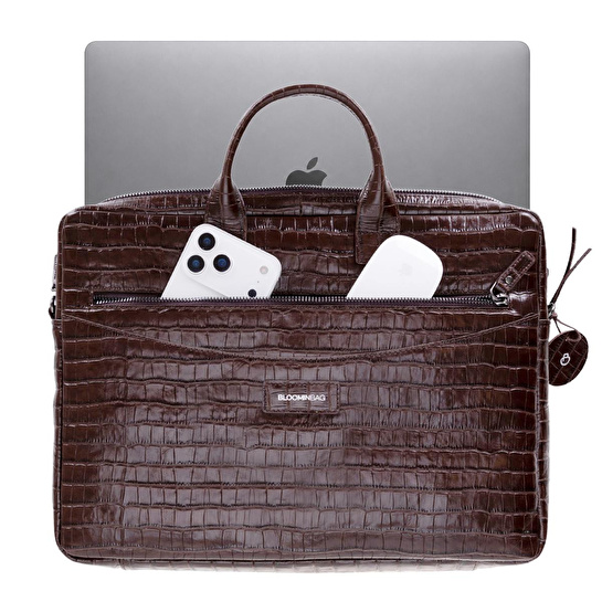 Bloominbag Mocha Croco Hakiki Deri 13-14 Inç Macbook/laptop Çantası