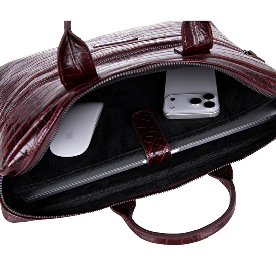 Bloominbag Burgundy Croco Hakiki Deri 15-16 Inç Macbook/laptop Çantası