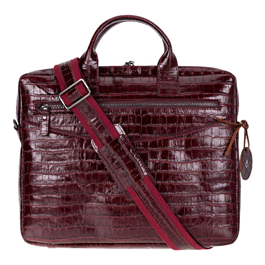 Bloominbag Burgundy Croco Hakiki Deri 15-16 Inç Macbook/laptop Çantası