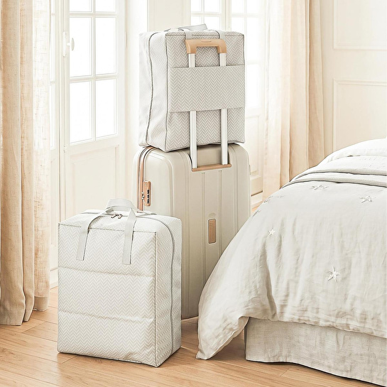 Ocean Home Textile 2'li Gri Balıksırtı Ayakkabı Taşıma Seyahat Çantası Seti 36 X 41 X 20 Cm