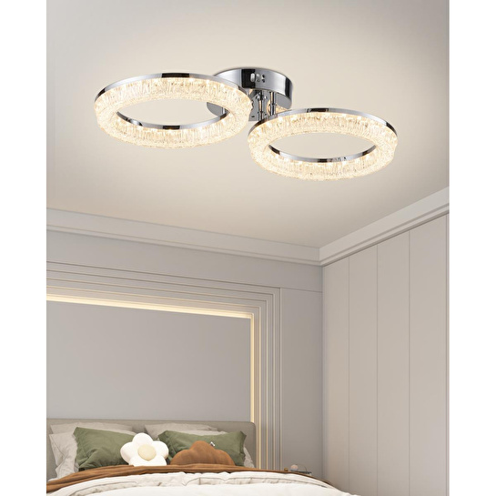 Apliqa Gomez 2'li Krom 64 Watt Plafonyer 3 Renkli Led Avize