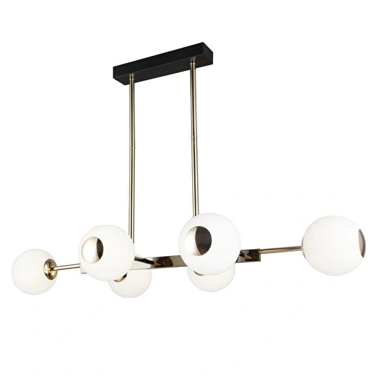 Apliqa Sofia Sıralı 60 Watt Siyah Gold Modern Oturma Odası, Yemek Masası Üstü, Salon Avize