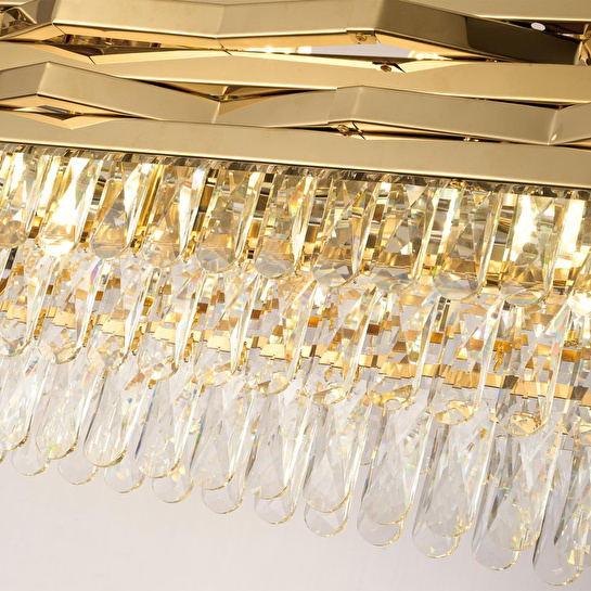 Apliqa Corde 80'lik Yemek Masası Sıralı Gold Kaplamalı Kristal Avize