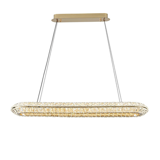 Apliqa Kyler Sıralı Gold 120 Watt Kristalli 3 Renkli Led Sarkıt Avize