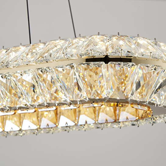 Apliqa Kyler Sıralı Gold 120 Watt Kristalli 3 Renkli Led Sarkıt Avize