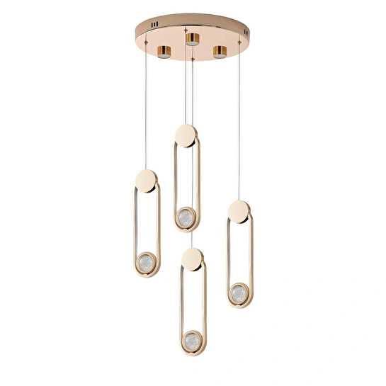 Apliqa Beckett 4'lü Kristal Top Başlıklı Gold Sarkıt Led Avize