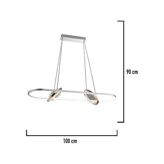 Apliqa Bennan Sıralı 60 Watt Krom Gold Modern Oturma Odası, Yemek Masası Üstü, Salon Led Avize