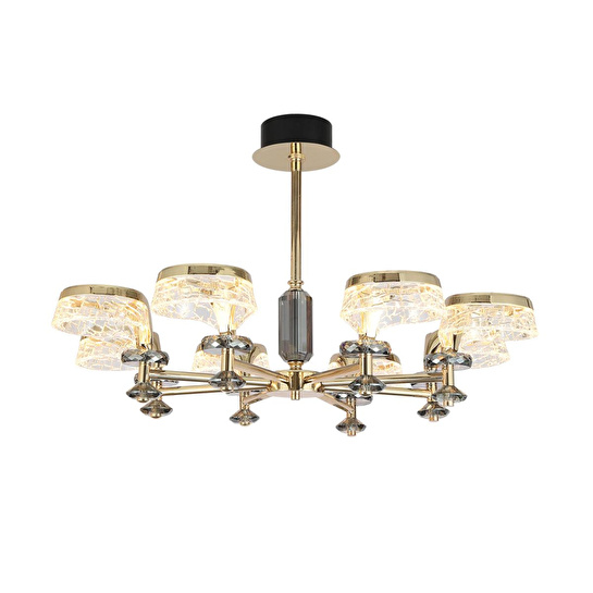 Apliqa Ekerd 8'li Gold 70 Watt Yuvarlak Kristalli Modern Sarkıt Salon Led Avize