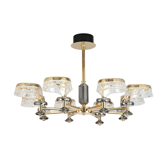 Apliqa Ekerd 8'li Gold 70 Watt Yuvarlak Kristalli Modern Sarkıt Salon Led Avize