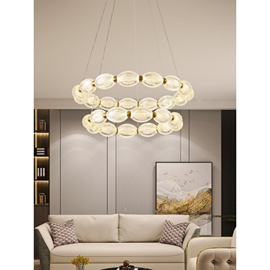 Apliqa Aspen 2 Katlı Yuvarlak 128 Watt Eskitme Sarkıt 3 Renkli Led Avize