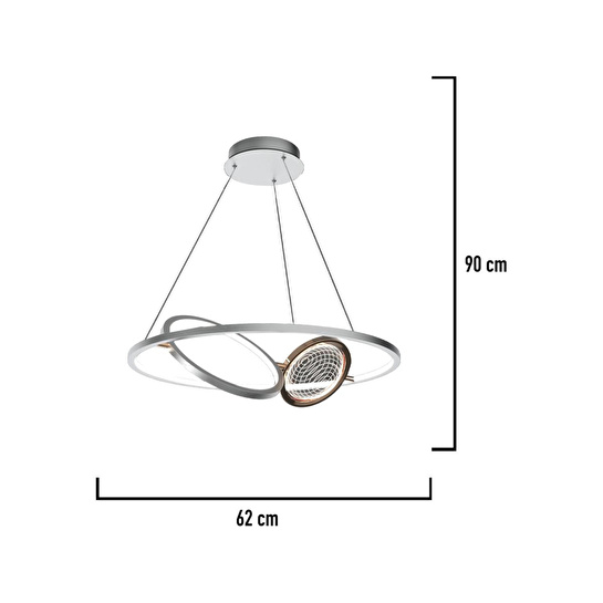 Apliqa Bennan 60'lık 60 Watt Krom Gold Modern Oturma Odası, Mutfak, Salon Led Avize