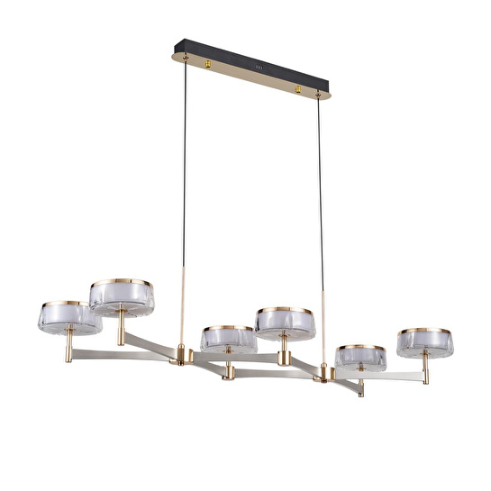 Apliqa Grayson Krom 6'lı 72 Watt Sıralı 3 Renkli Led Salon Avize