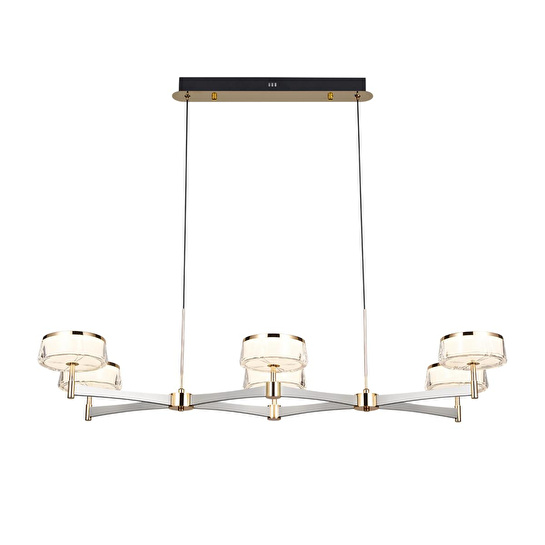 Apliqa Grayson Krom 6'lı 72 Watt Sıralı 3 Renkli Led Salon Avize