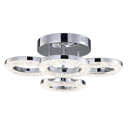 Apliqa Oylum 4'lü Krom 24 Watt Kristalli Koridor Salon Led Plafonyer Avize