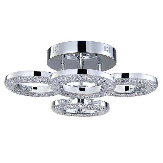 Apliqa Oylum 4'lü Krom 24 Watt Kristalli Koridor Salon Led Plafonyer Avize