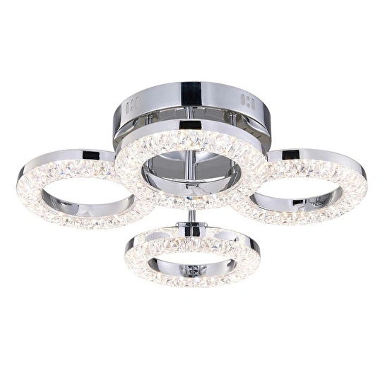 Apliqa Oylum 4'lü Krom 24 Watt Kristalli Koridor Salon Led Plafonyer Avize