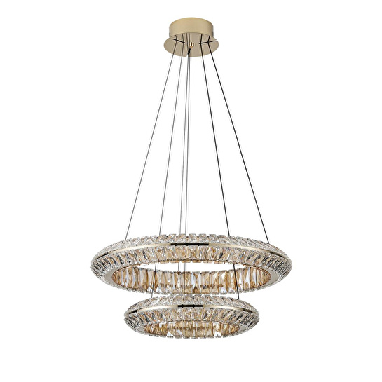 Apliqa Kyler 2'li Gold 180 Watt Kristalli 3 Renkli Led Sarkıt Avize