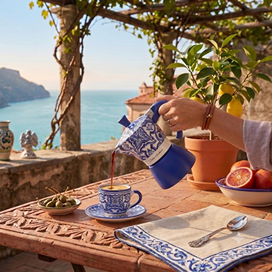 Bialetti Dolce Gabbana Akdeniz Mavisi 4 Cup Indüksiyon Moka Pot