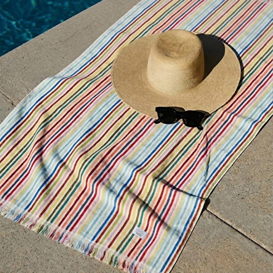 Green Black Stripe Sunset Plaj Havlusu %100 Pamuk Renkli 90x160