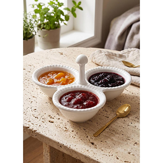 The Mia Grande Servis Tabağı Bölmeli Beyaz 24 Cm